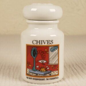 Vintage Danbury Mint 1994 Garfield Ceramic Spice Jar with Lid - Chives